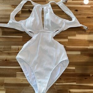 Cupshe White High Neck Cutout One-Piece
